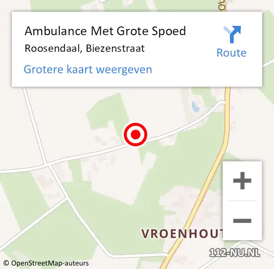 Locatie op kaart van de 112 melding: Ambulance Met Grote Spoed Naar Roosendaal, Biezenstraat op 27 augustus 2016 16:11