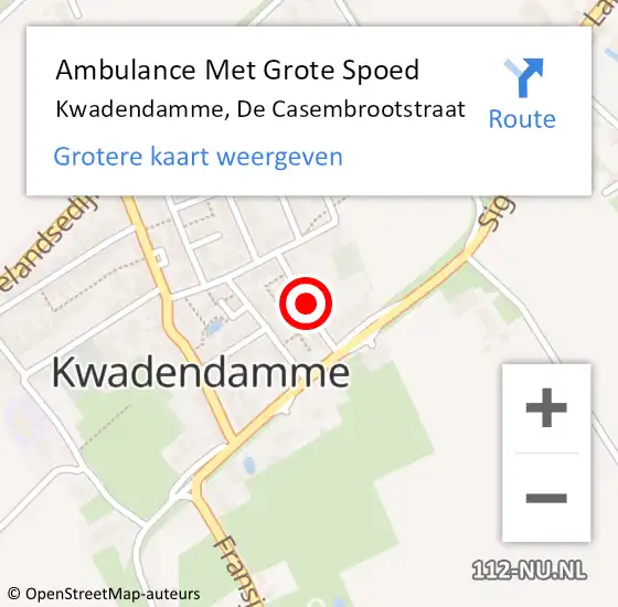 Locatie op kaart van de 112 melding: Ambulance Met Grote Spoed Naar Kwadendamme, De Casembrootstraat op 25 december 2013 06:36