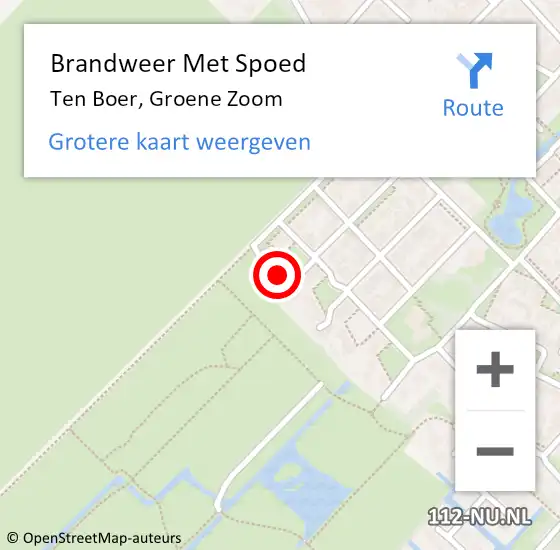 Locatie op kaart van de 112 melding: Brandweer Met Spoed Naar Ten Boer, Groene Zoom op 27 augustus 2016 16:13