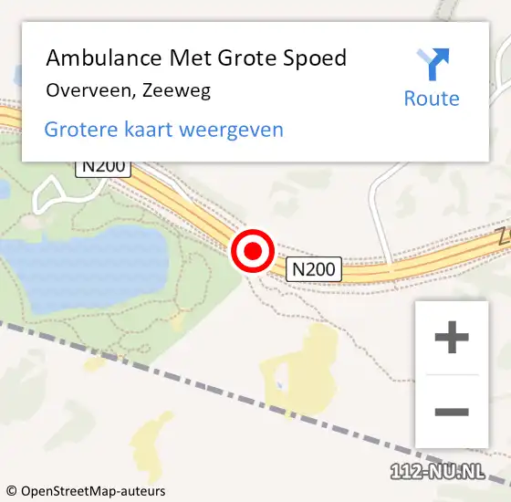 Locatie op kaart van de 112 melding: Ambulance Met Grote Spoed Naar Overveen, Zeeweg op 27 augustus 2016 16:34