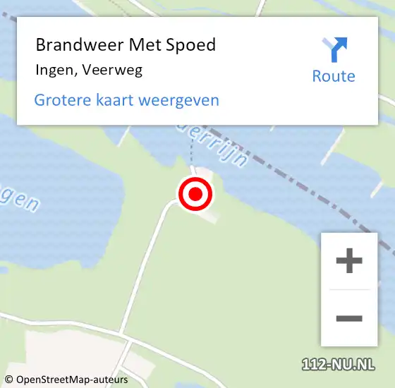 Locatie op kaart van de 112 melding: Brandweer Met Spoed Naar Ingen, Veerweg op 27 augustus 2016 16:42