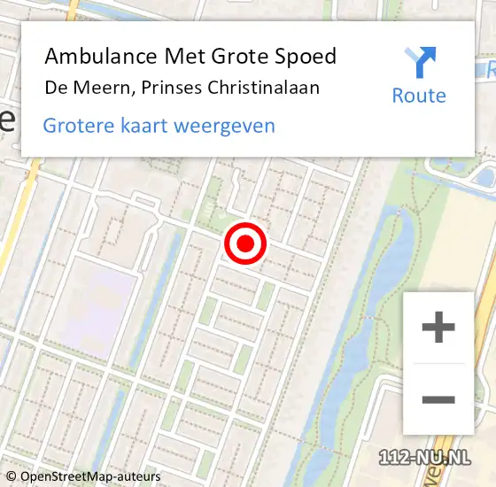 Locatie op kaart van de 112 melding: Ambulance Met Grote Spoed Naar De Meern, Prinses Christinalaan op 27 augustus 2016 17:05