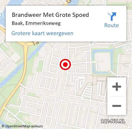 Locatie op kaart van de 112 melding: Brandweer Met Grote Spoed Naar Baak, Emmerikseweg op 27 augustus 2016 17:10