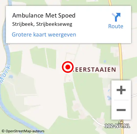 Locatie op kaart van de 112 melding: Ambulance Met Spoed Naar Strijbeek, Strijbeekseweg op 27 augustus 2016 17:16