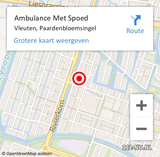 Locatie op kaart van de 112 melding: Ambulance Met Spoed Naar Vleuten, Paardenbloemsingel op 27 augustus 2016 17:47