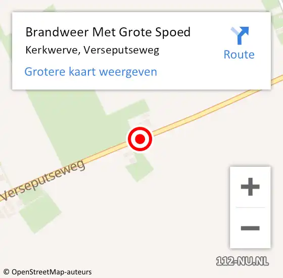 Locatie op kaart van de 112 melding: Brandweer Met Grote Spoed Naar Kerkwerve, Verseputseweg op 27 augustus 2016 19:07