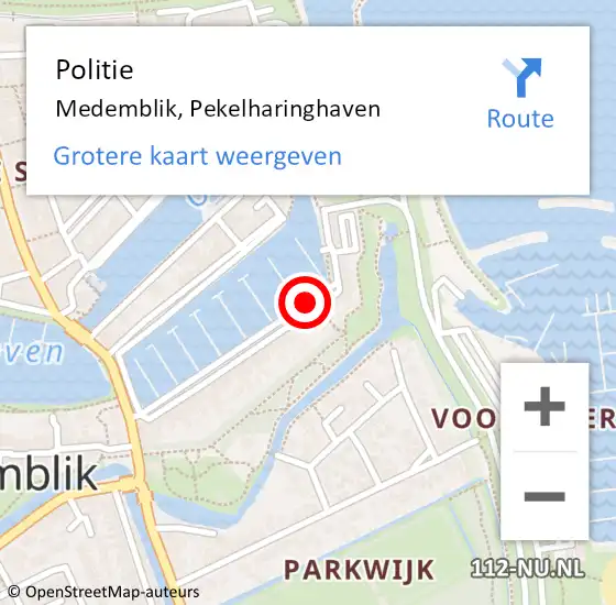 Locatie op kaart van de 112 melding: Politie Medemblik, Pekelharinghaven op 27 augustus 2016 20:55