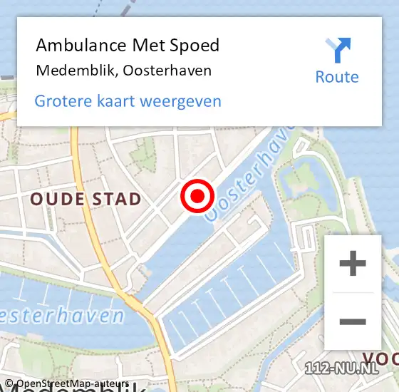 Locatie op kaart van de 112 melding: Ambulance Met Spoed Naar Medemblik, Oosterhaven op 27 augustus 2016 21:34