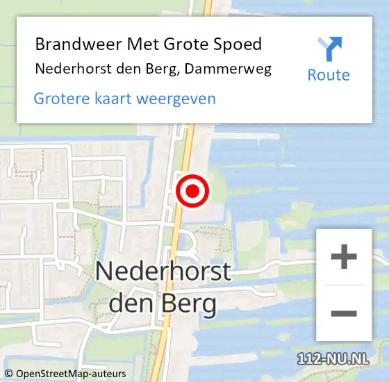 Locatie op kaart van de 112 melding: Brandweer Met Grote Spoed Naar Nederhorst den Berg, Dammerweg op 27 augustus 2016 21:37