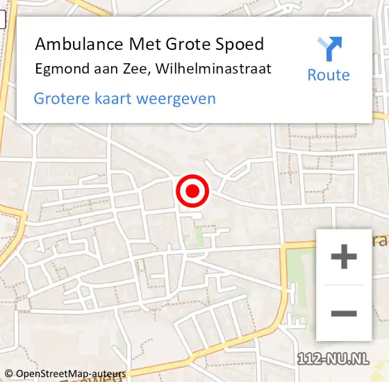 Locatie op kaart van de 112 melding: Ambulance Met Grote Spoed Naar Egmond aan Zee, Wilhelminastraat op 25 december 2013 08:08