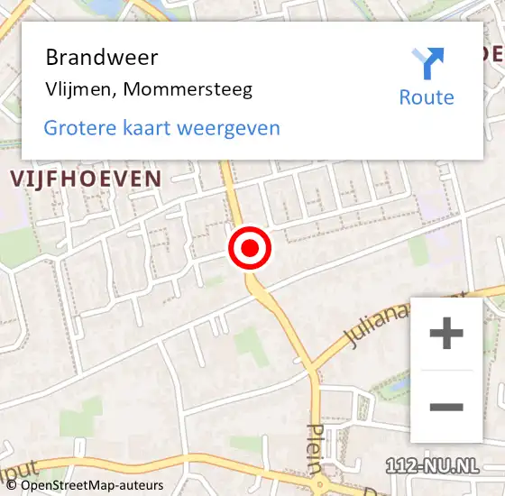 Locatie op kaart van de 112 melding: Brandweer Vlijmen, Mommersteeg op 27 augustus 2016 21:50