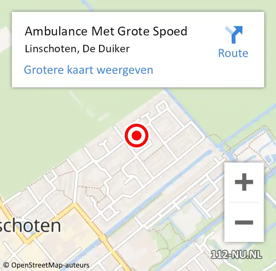 Locatie op kaart van de 112 melding: Ambulance Met Grote Spoed Naar Linschoten, De Duiker op 27 augustus 2016 21:53