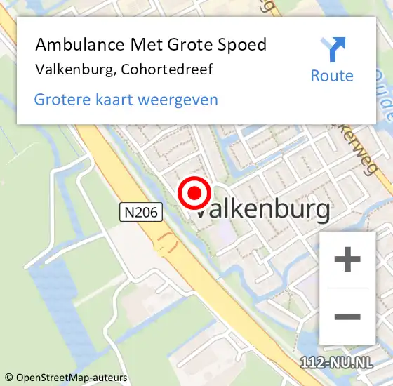 Locatie op kaart van de 112 melding: Ambulance Met Grote Spoed Naar Valkenburg, Cohortedreef op 27 augustus 2016 21:55