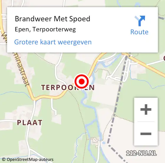 Locatie op kaart van de 112 melding: Brandweer Met Spoed Naar Epen, Terpoorterweg op 27 augustus 2016 23:05