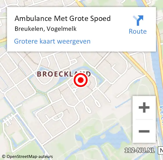 Locatie op kaart van de 112 melding: Ambulance Met Grote Spoed Naar Breukelen, Vogelmelk op 27 augustus 2016 23:24