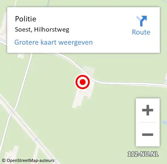 Locatie op kaart van de 112 melding: Politie Soest, Hilhorstweg op 27 augustus 2016 23:37