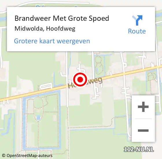 Locatie op kaart van de 112 melding: Brandweer Met Grote Spoed Naar Midwolda, Hoofdweg op 27 augustus 2016 23:45