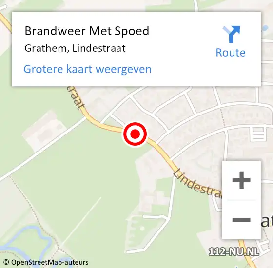 Locatie op kaart van de 112 melding: Brandweer Met Spoed Naar Grathem, Lindestraat op 27 augustus 2016 23:46