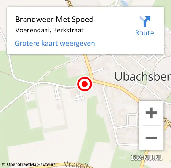 Locatie op kaart van de 112 melding: Brandweer Met Spoed Naar Voerendaal, Kerkstraat op 28 augustus 2016 00:03