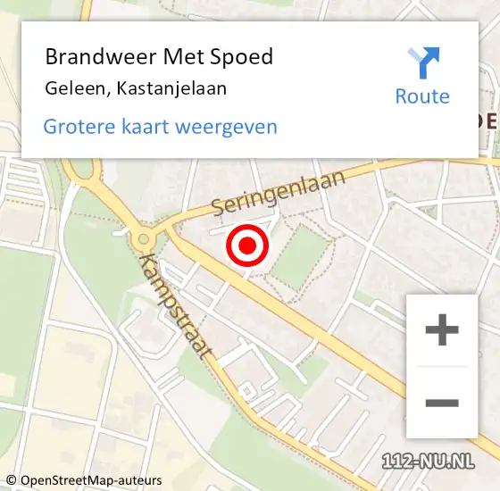 Locatie op kaart van de 112 melding: Brandweer Met Spoed Naar Geleen, Kastanjelaan op 28 augustus 2016 00:06