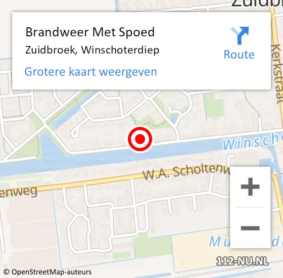 Locatie op kaart van de 112 melding: Brandweer Met Spoed Naar Zuidbroek, Winschoterdiep op 28 augustus 2016 01:44