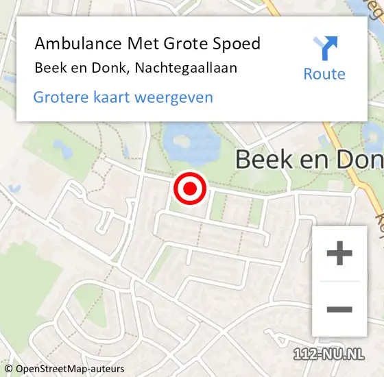 Locatie op kaart van de 112 melding: Ambulance Met Grote Spoed Naar Beek en Donk, Nachtegaallaan op 28 augustus 2016 01:51