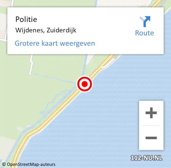 Locatie op kaart van de 112 melding: Politie Wijdenes, Zuiderdijk op 28 augustus 2016 01:56