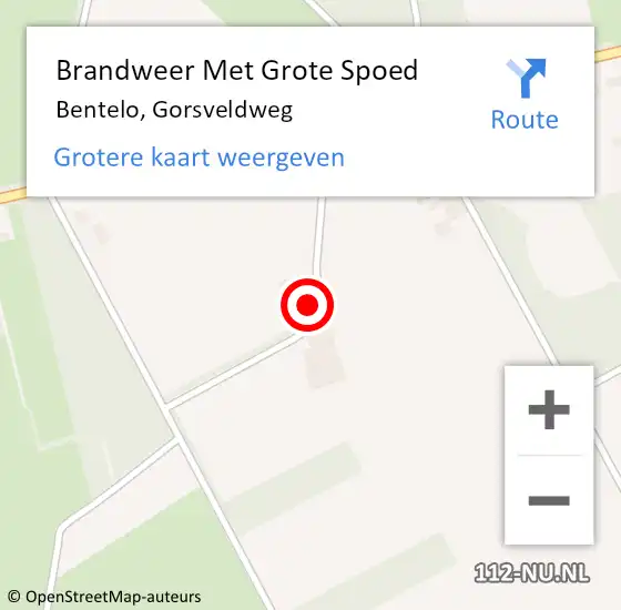 Locatie op kaart van de 112 melding: Brandweer Met Grote Spoed Naar Bentelo, Gorsveldweg op 28 augustus 2016 02:20