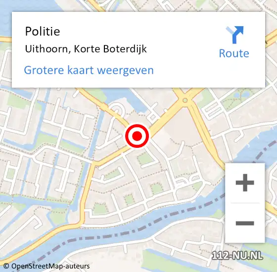 Locatie op kaart van de 112 melding: Politie Uithoorn, Korte Boterdijk op 28 augustus 2016 02:25