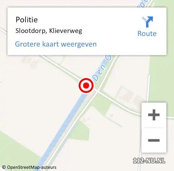 Locatie op kaart van de 112 melding: Politie Slootdorp, Klieverweg op 28 augustus 2016 03:21