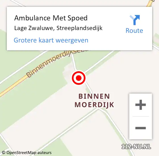 Locatie op kaart van de 112 melding: Ambulance Met Spoed Naar Lage Zwaluwe, Streeplandsedijk op 28 augustus 2016 03:50