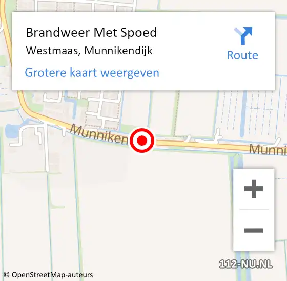 Locatie op kaart van de 112 melding: Brandweer Met Spoed Naar Westmaas, Munnikendijk op 25 december 2013 09:00