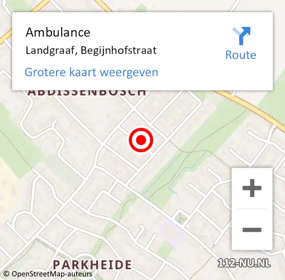 Locatie op kaart van de 112 melding: Ambulance Landgraaf, Begijnhofstraat op 25 december 2013 09:01