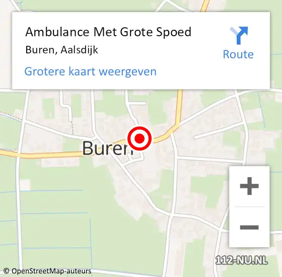 Locatie op kaart van de 112 melding: Ambulance Met Grote Spoed Naar Buren, Aalsdijk op 25 december 2013 09:04