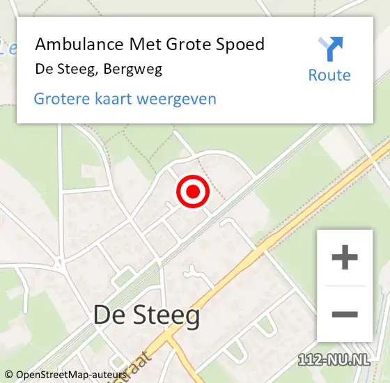 Locatie op kaart van de 112 melding: Ambulance Met Grote Spoed Naar De Steeg, Bergweg op 28 augustus 2016 07:15