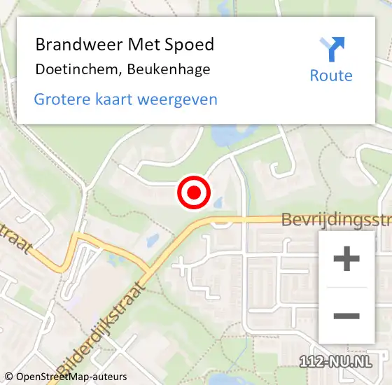 Locatie op kaart van de 112 melding: Brandweer Met Spoed Naar Doetinchem, Beukenhage op 28 augustus 2016 08:20