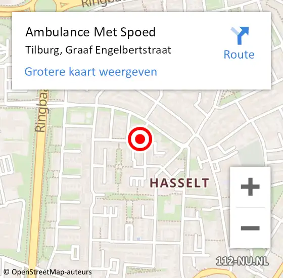 Locatie op kaart van de 112 melding: Ambulance Met Spoed Naar Tilburg, Graaf Engelbertstraat op 28 augustus 2016 08:55