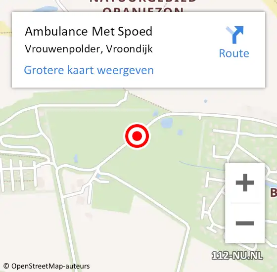 Locatie op kaart van de 112 melding: Ambulance Met Spoed Naar Vrouwenpolder, Vroondijk op 28 augustus 2016 09:41