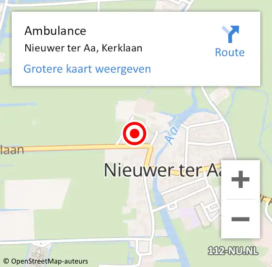 Locatie op kaart van de 112 melding: Ambulance Nieuwer ter Aa, Kerklaan op 28 augustus 2016 09:49