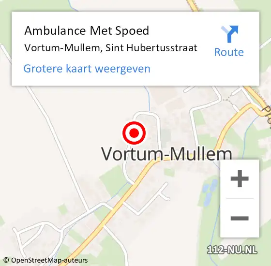 Locatie op kaart van de 112 melding: Ambulance Met Spoed Naar Vortum-Mullem, Sint Hubertusstraat op 28 augustus 2016 10:07