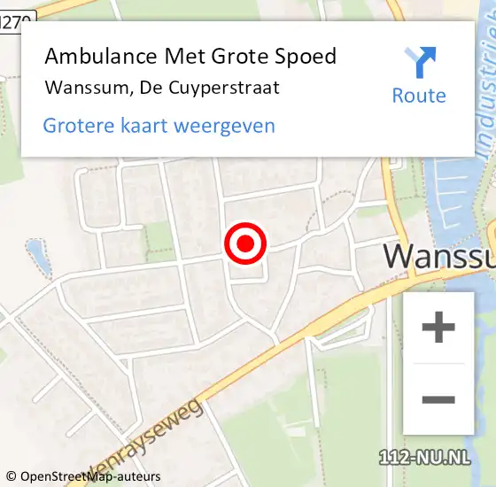 Locatie op kaart van de 112 melding: Ambulance Met Grote Spoed Naar Wanssum, De Cuyperstraat op 25 december 2013 09:40