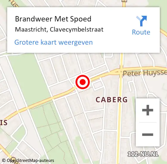 Locatie op kaart van de 112 melding: Brandweer Met Spoed Naar Maastricht, Clavecymbelstraat op 28 augustus 2016 11:11
