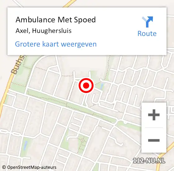 Locatie op kaart van de 112 melding: Ambulance Met Spoed Naar Axel, Huughersluis op 28 augustus 2016 11:26