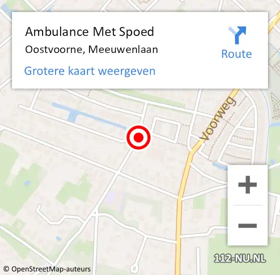 Locatie op kaart van de 112 melding: Ambulance Met Spoed Naar Oostvoorne, Meeuwenlaan op 28 augustus 2016 11:39