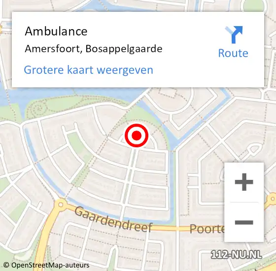 Locatie op kaart van de 112 melding: Ambulance Amersfoort, Bosappelgaarde op 28 augustus 2016 11:47