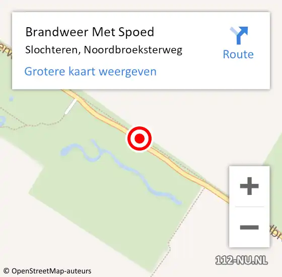 Locatie op kaart van de 112 melding: Brandweer Met Spoed Naar Slochteren, Noordbroeksterweg op 28 augustus 2016 11:52