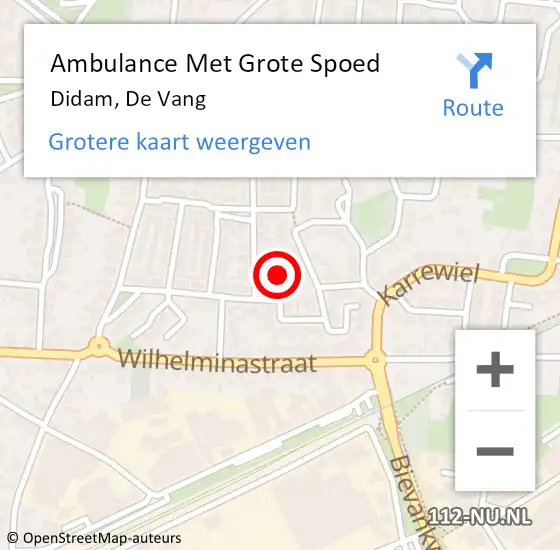 Locatie op kaart van de 112 melding: Ambulance Met Grote Spoed Naar Didam, De Vang op 28 augustus 2016 12:35