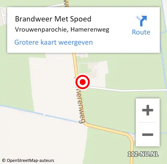 Locatie op kaart van de 112 melding: Brandweer Met Spoed Naar Vrouwenparochie, Hamerenweg op 28 augustus 2016 12:51