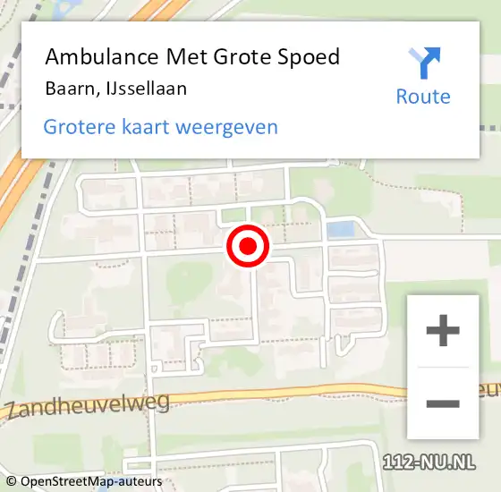 Locatie op kaart van de 112 melding: Ambulance Met Grote Spoed Naar Baarn, IJssellaan op 28 augustus 2016 13:04