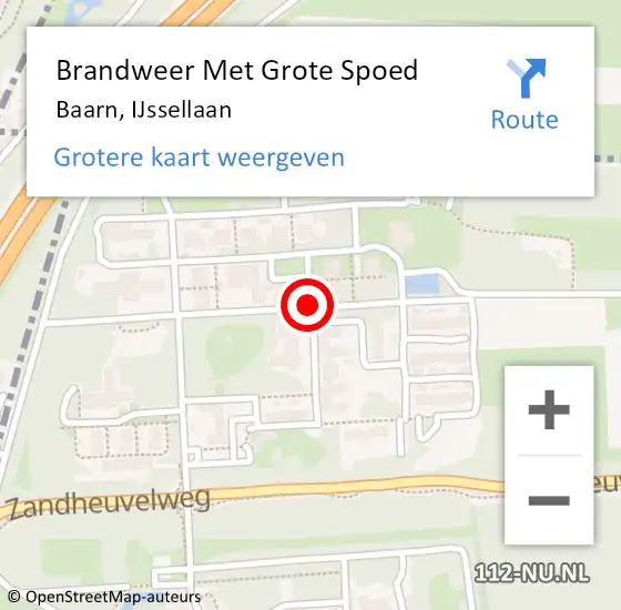 Locatie op kaart van de 112 melding: Brandweer Met Grote Spoed Naar Baarn, IJssellaan op 28 augustus 2016 13:04